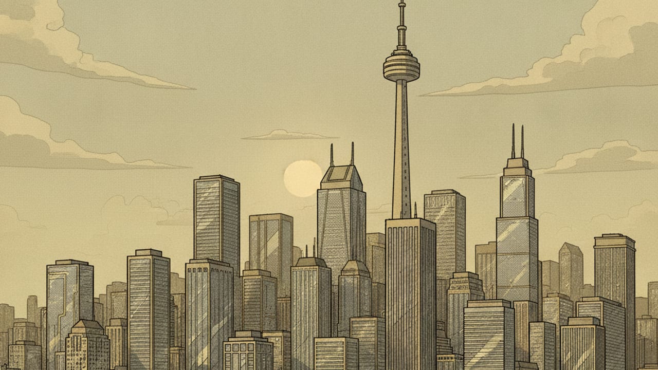 Cel-shaded illustration of Montréal