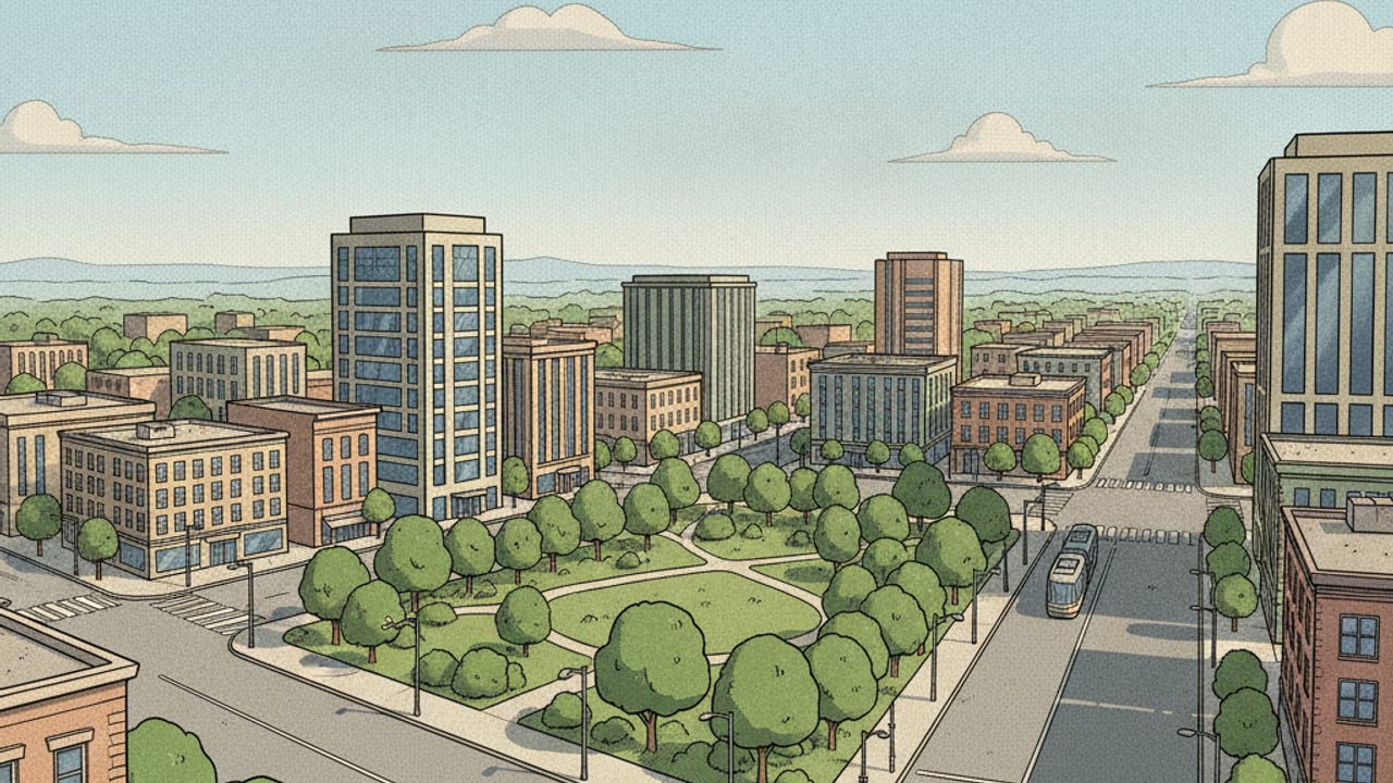 Cel-shaded illustration of Bryson City