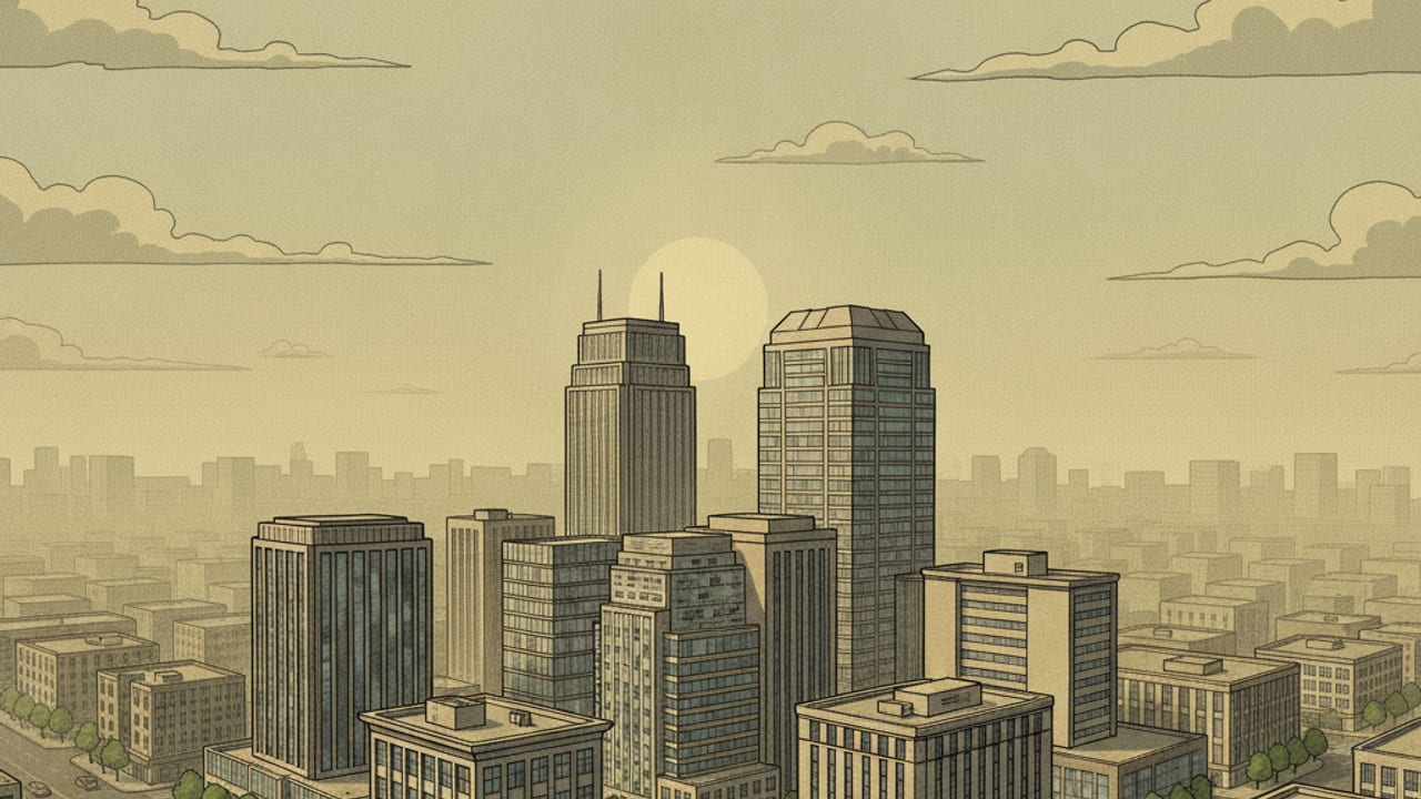 Cel-shaded illustration of Springfield