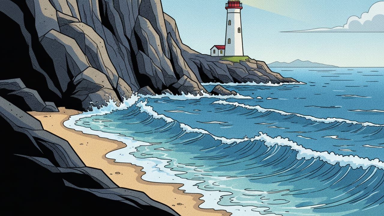 Cel-shaded illustration of Lake Arrowhead
