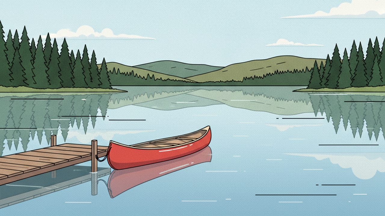 Cel-shaded illustration of North Hatley