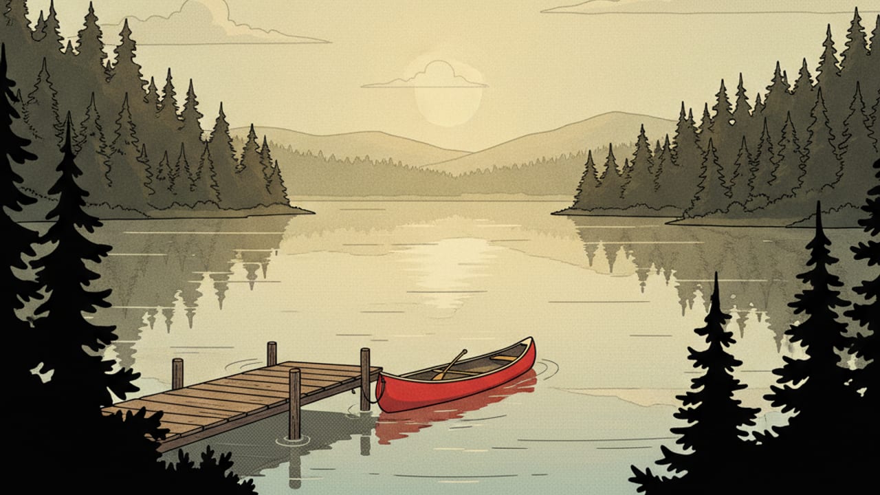 Cel-shaded illustration of Columbia Falls